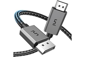 uni 4K DisplayPort to HDMI Cable 6.6ft [1440P@60Hz, 1080P@120Hz], Sturdy Braided DP to HDMI Cord for Monitor, Unidirectional Display Port to HDMI Cable Compatible with DELL, GPU, AMD, NVIDIA