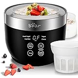 Bear Yogurt Maker, Greek Yogurt Maker Machine with Strainer and Timer Control, Yogurt Maker with Stainless Steel Inner Pot, A