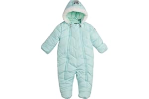 DKNY Baby Girls’ Snowsuit – Hooded Fleece Lined Warm Winter Coat – Zip Snow Pram for Newborns and Infants (0-24M)