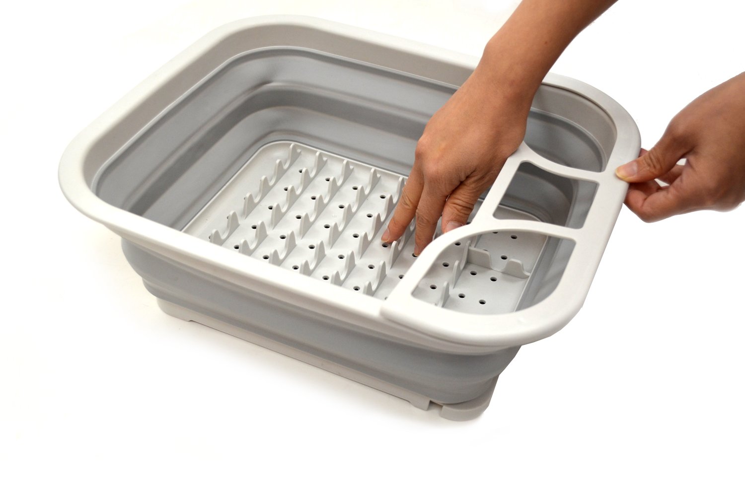 SAMMART Collapsible Dish Drainer with Drainer Board Foldable Drying