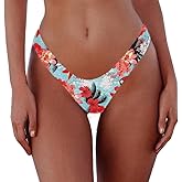 SherryDC Women's Sexy Cheeky Thong Brazilian Cut Low Rise High Leg Bikini Bottom