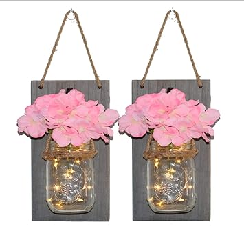 Amazon Com Muequ 2pcs Vintage Decorative Mason Jar Wall