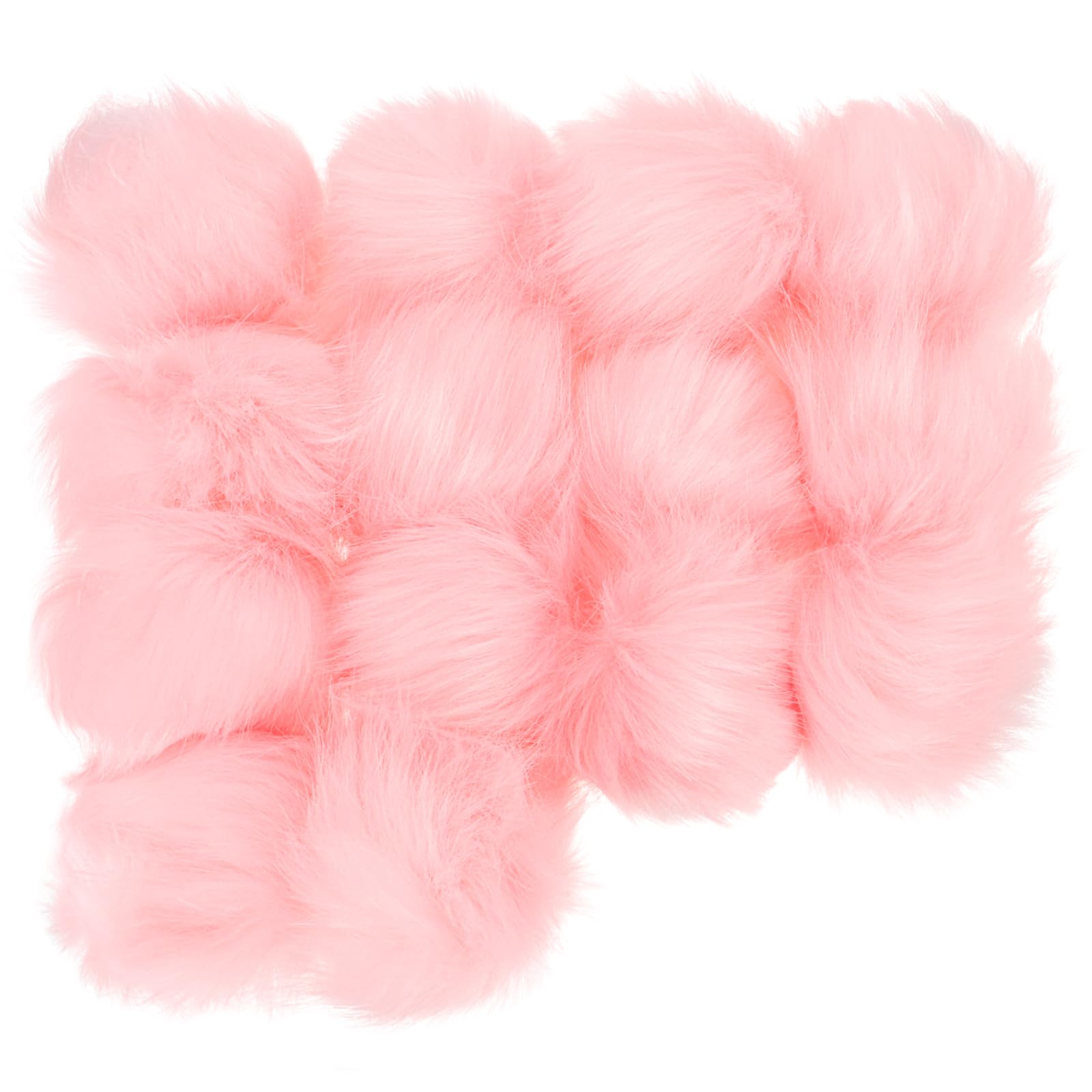 PATIKIL Faux Fur Pom Poms for Hats, 14 Pcs Fluffy Soft Fur Poms Balls with Elastic Loop for Keychain Knitting Hats DIY Scarves Gloves Bag Christmas, Pink