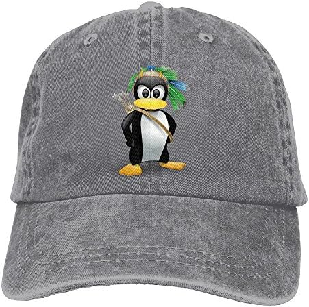 Aborigines Penguin Unisex Denim Fabric Baseball Cap Hat Adjustable Snapback Hunting Cap