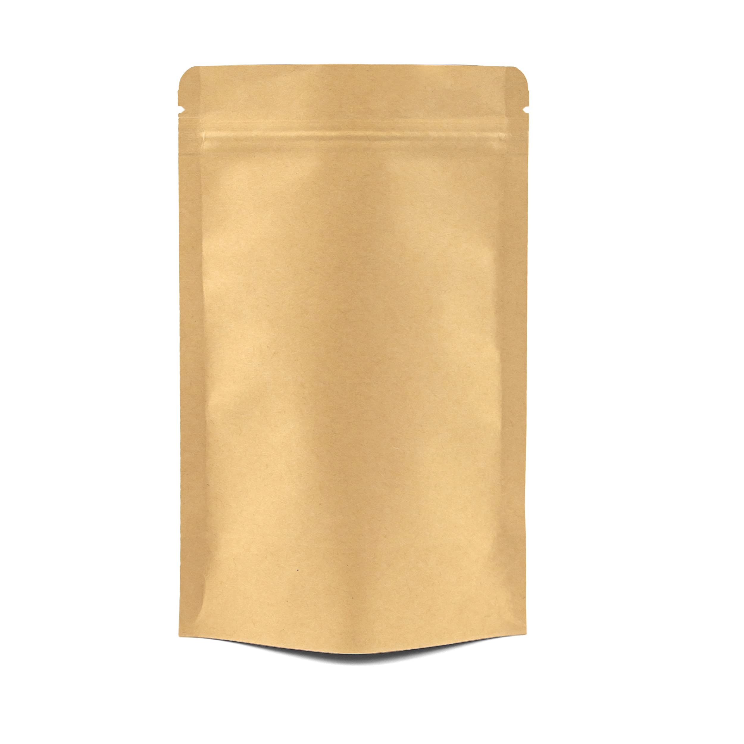 50 Kraft Paper Stand-Up Reusable Food Pouches (90mm X 140mm X 30mm) | Foil-Lined, Heat-Sealable | Resealable Ziplock Bags Tear Notch | Brown Paper Packaging for Coffee Beans, Nuts & Snacks Etc