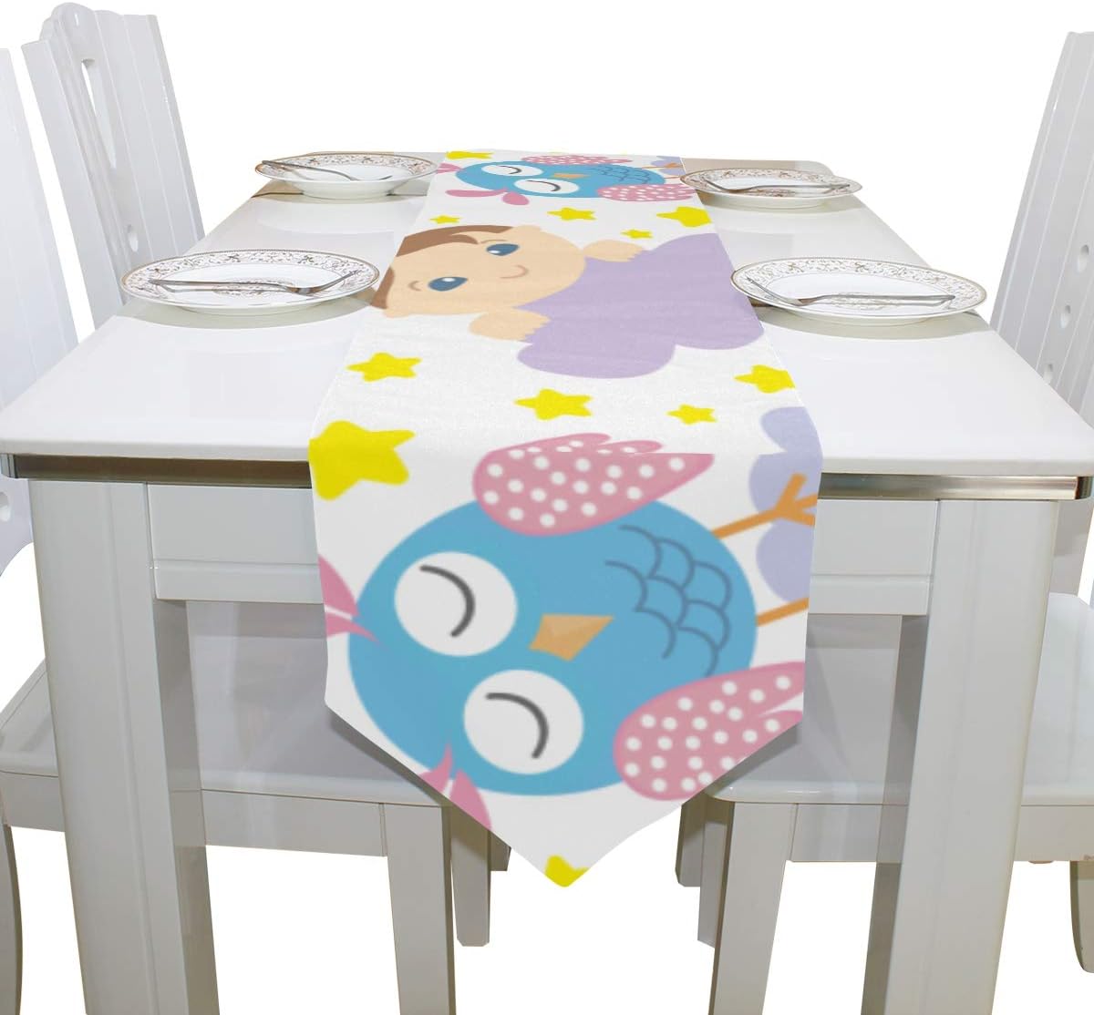Tablecloth Sleeping Owl Good Night Cloth Cover Table Runner Tablecloth Kitchen Dining Room Home Decor Indoor 13x90 Inch Dining Room Table Runner Amazon Ca Home Kitchen