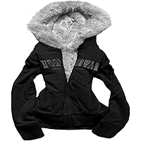 Amazon.com: MANGMAO Y2k Zip up Hoodie Fur Jackets Emo Fairy Grunge
