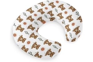 HawSkgFub Highland Cow Boho Cactus Sun Nursing Pillow Cover for Baby Boy Girl, Western Hyland Cattle Themed Breastfeeding Pillow Slipcover, Cow Lover Nursing Pillowcase for Newborn Infant, Cover Only