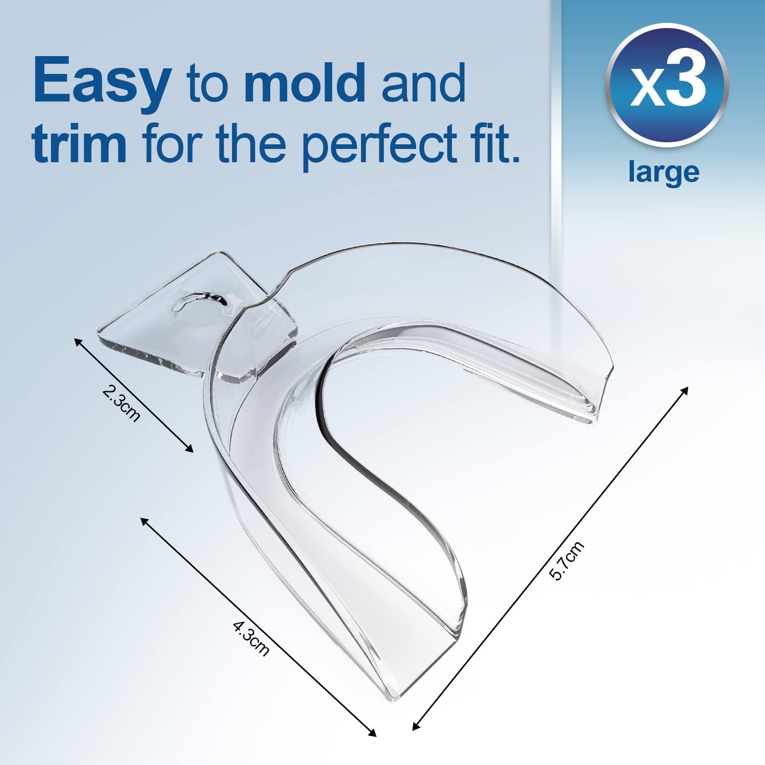 EZGO Teeth Whitening Trays, BPA Free Moldable Mouth Trays, Custom Fit, Comfortable, Trimmable Mouth Guard, Used on Teeth Grinding, Teeth Whitening, and Sports Campaign (3 Trays)