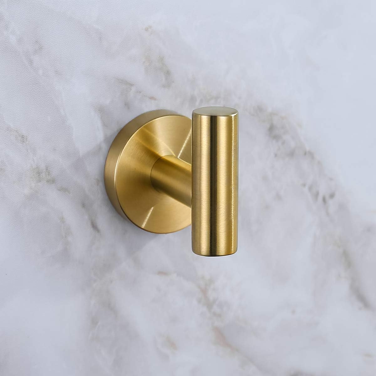 Brushed Gold Single Robe Hook, Towel Hook SUS304 Stainless Steel Bathroom Clothes Cabinet Closet Coat Hook Wall Mounted Heavy Duty Door Hanger, 2 Pack - - 
