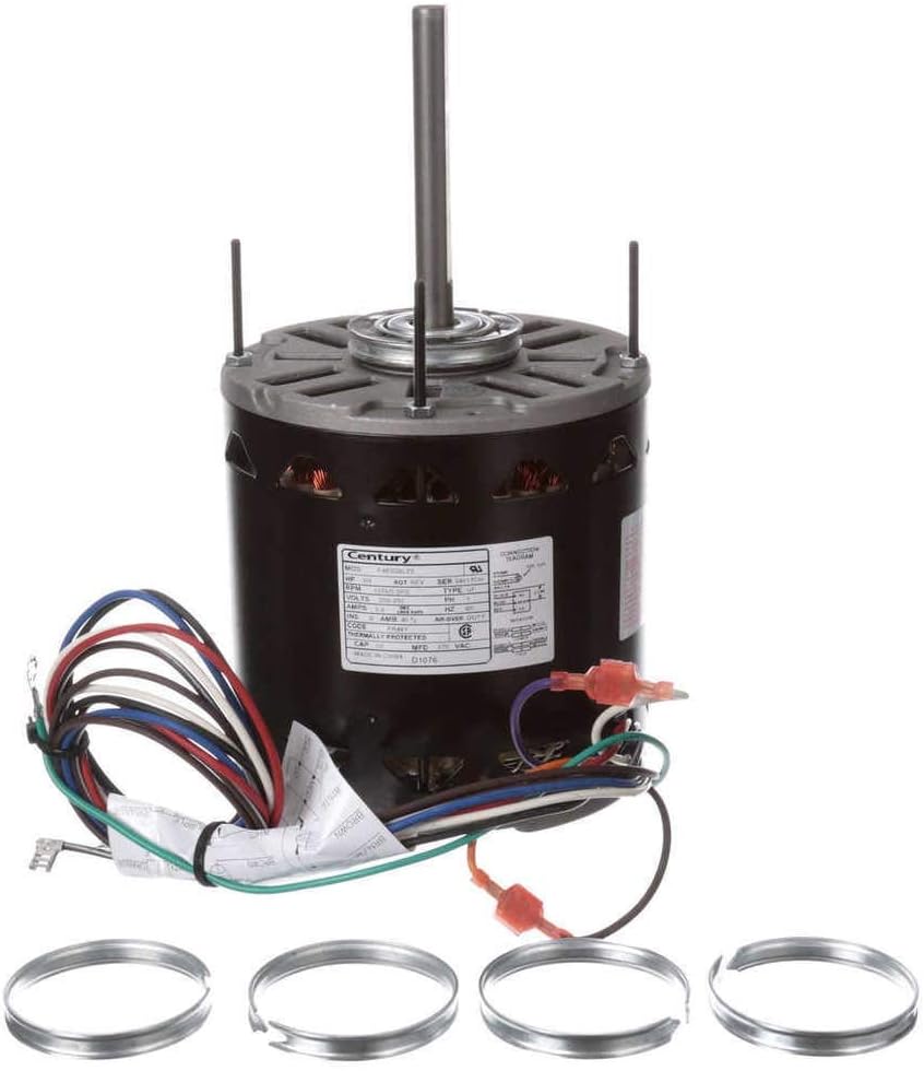 3/4 hp 1075 RPM 3-Speed 48 Frame 208-230V Direct Drive Furnace Motor Century # D1076