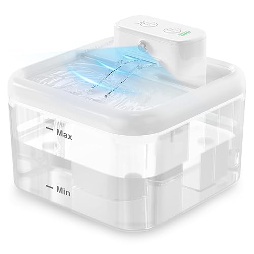 Cat Water Fountain for Drinking, 2L Wireless Cat Water Fountain with Motion Sensor, Battery Operated Cat Fountain, Ultra - Quiet Water Fountain Cat Bowl, Pet Water Fountain, White
