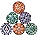 Coasters For Drinks Absorbent - 6 Pretty Mandala Patterns on 4.3 inch Big Ceramic Stone with Cork Back, Thirsty Mats Keep Furniture Free of Damage By Water Stain, ENKORE Coaster Holder Sold Separately