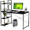 Halter Computer Desk with Shelves, 47 Inch Writing Table for Home Office, Study Desk with Storage for Work, Writing, and Homework, Modern, Easy Assembly, Black