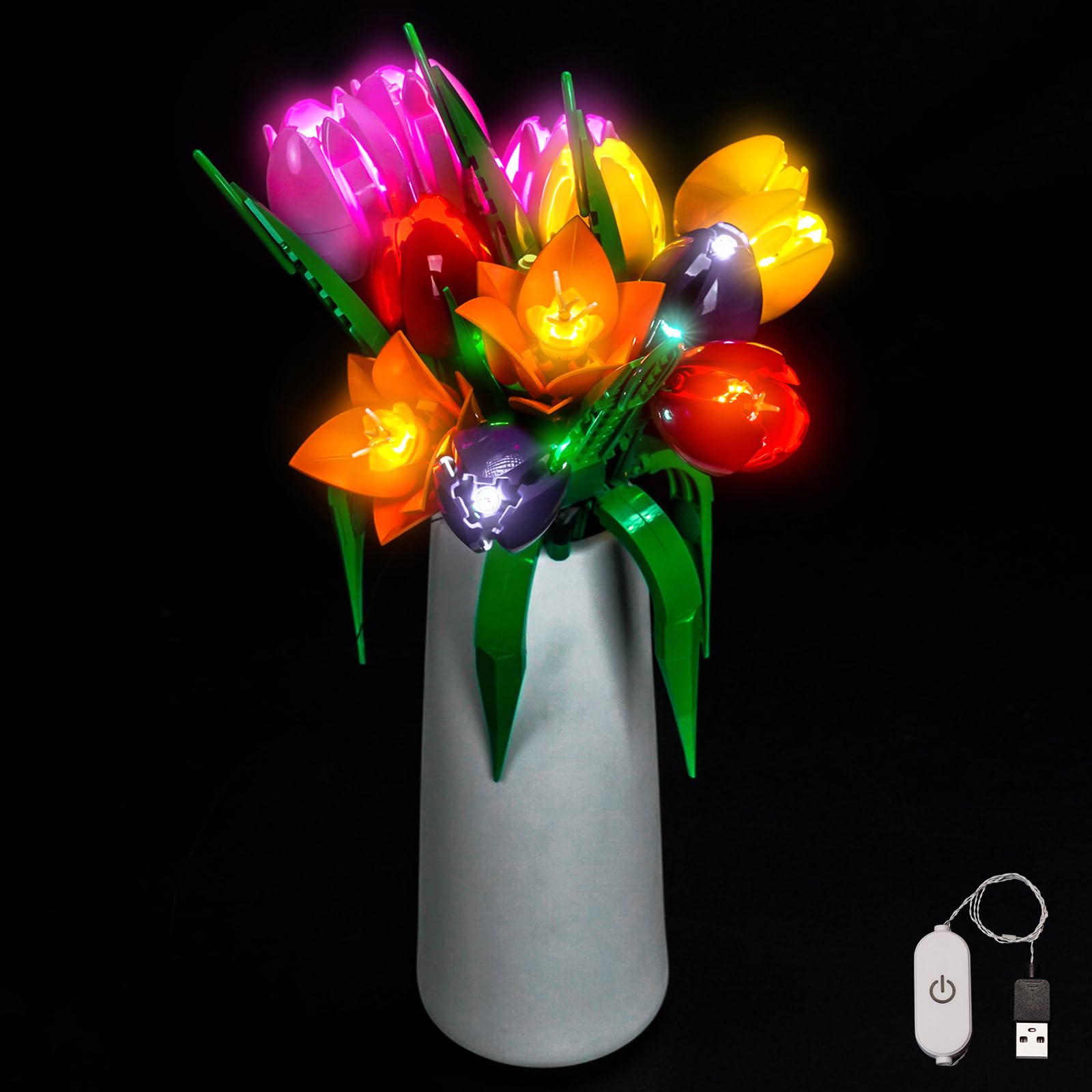Light Kit Compatible with Lego 11501 Tulip Bouquet Botanical Collection Set (No Model), Decoration Lighting Set Compatible with Lego Tulip Bouquet 11501 Building Blocks Model