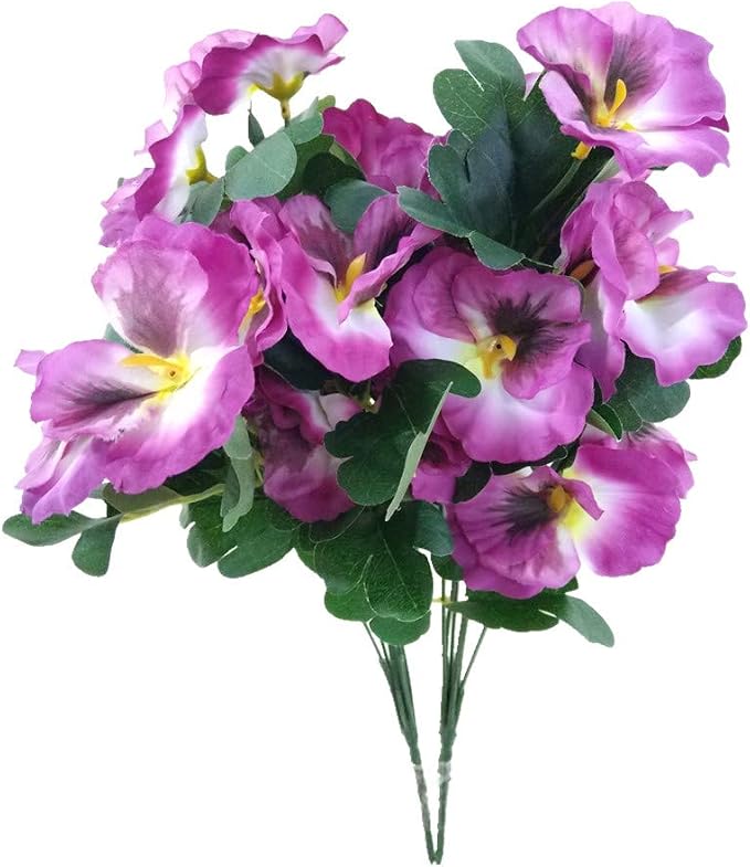 Mynse 2 Pieces 14.1" Silk Pansy Artificial Pansy Flowers