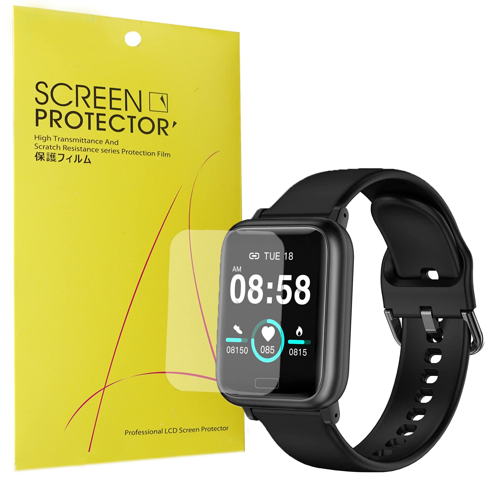 Giaogor Compatible for ASWEE Smart Watch Screen Protector, [6 Pack] Full Coverage TPU Clear Film Compatible for ASWEE Smart Watch (6 pack)