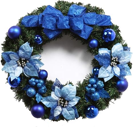Amazon Co Jp Minmin ホリデーデコレーションボウ装飾 30cm40cm50cm60cmハンギングブルークリスマスリース ホテル ショッピングモールのウィンドウ装飾クリスマスペンダント装飾ドア フロントドアの装飾 Color B Size 30cm ホーム キッチン