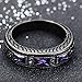JunXin 6MM Unisex-adult European Wedding Band Ring Black Gold Plated Purple Stone Sz5-12