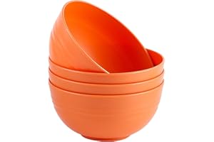 Unbreakable Wheat Straw Cereal Bowls Set of 4, 24 OZ Microwave and Dishwasher Safe Lightweight Soup and Salad Bowl Sets, Reus