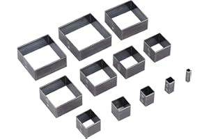 12Pcs Squares Leather Cutting Mold, Alloy Steel Die Punch Cutter with 12 Sizes for Fabric Clay Rubber Leather Plastic, DIY Ma