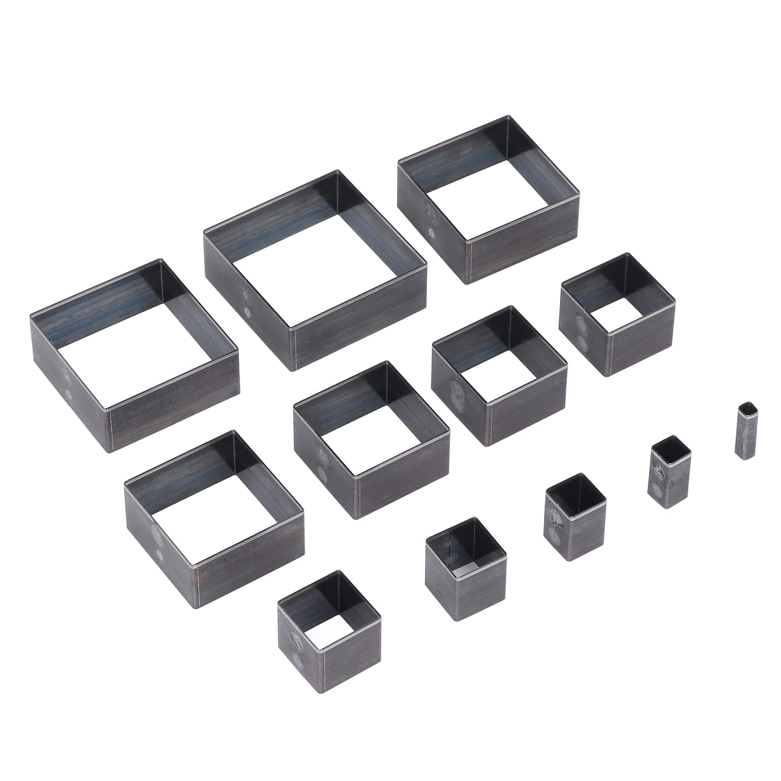 Leather Punching Die, 12 Pcs Leather Cutting Dies Set, Leather Punching Tool Squares Puncher Punch Die Alloy Steel Die Punch Cutter for Fabric Clay Rubber 5-60mm