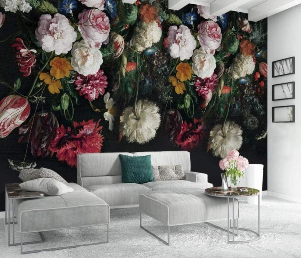 Wall Mural 3D - Wallpaper - Europäischer Stil Von Hand Bemalt Floralen Retro Murals Art Living Room Nursery School Restaurant Hotel Cafe Office Décor Home Decoration Wall Mural