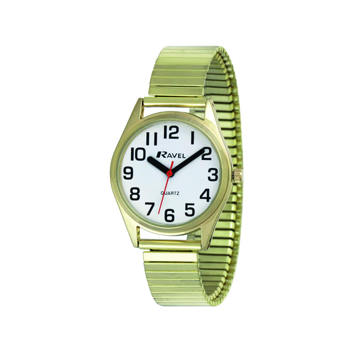 Ravel - Women's Super Bold Sight Aid Watch with Big Numbers on Stainless Steel Expander Bracelet - Gold Tone — image 1