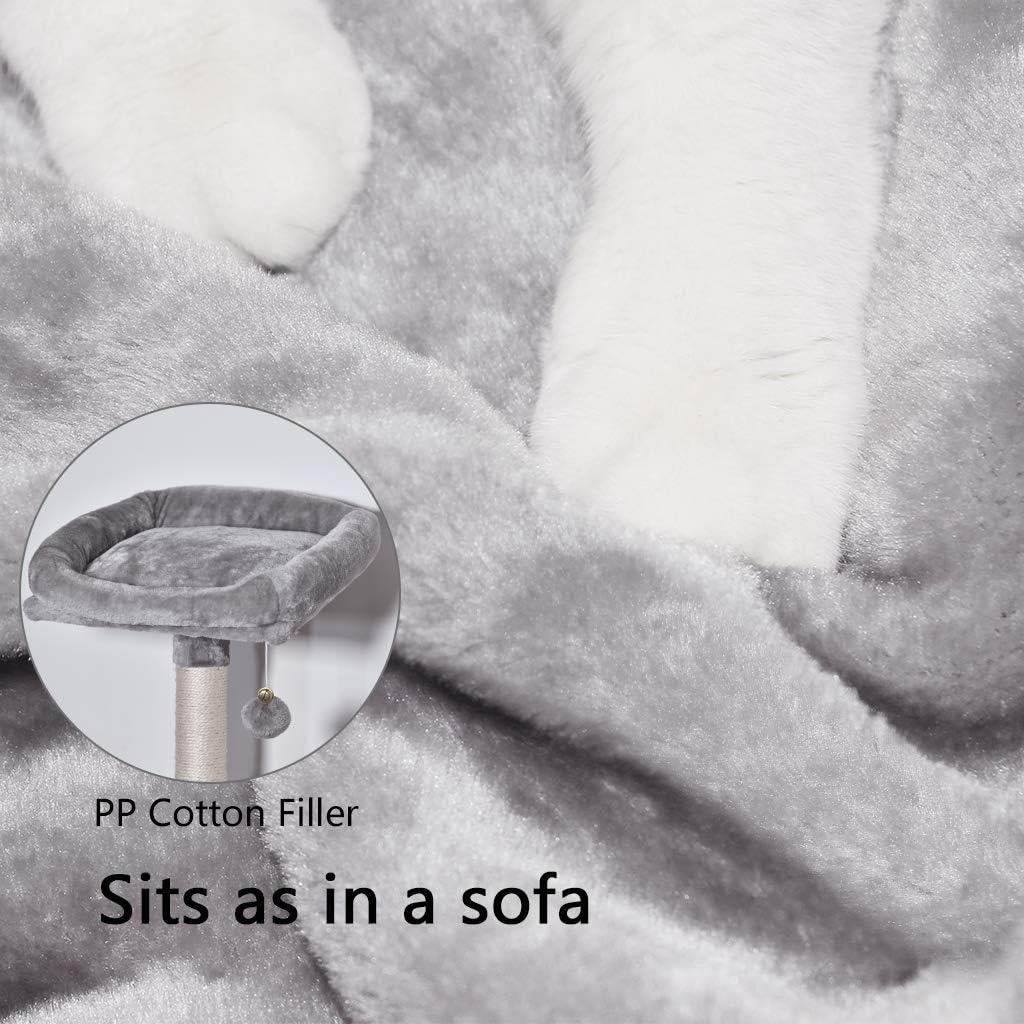 Multi-Level Cat Tree, MQ Cat Tower 57'' with Sisal-Covered Scratching Posts Cat Activity Center Play Furniture, Dual Plush Perch, Dual Cat House Condo & Basket, Removable Hammock for Kittens Large Cat : Pet Supplies