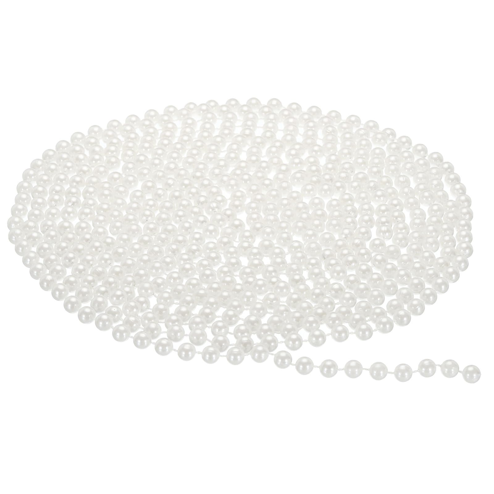 PATIKIL 8mm Faux Pearl Beads Garland, 16.4 Ft Pearl String Chain Pearl Roll for Craft Wedding Party Home Decorative Jewelry Making Christmas Tree, White, (pta230825tt000118)