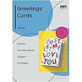 PPD Greeting Card Paper, Printable Greeting Cards for Inkjet Printer, 8.5 x 11 Blank Half Fold to 5.5 x 8.5 Custom Cards for Birthday, Wedding, Invitations, Thank You Note, Instant Dry (20 Sheets)