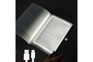 Flat Book Light, Dual-Use Reading Light & Night Light for Bedside Rechargeable LED Full-Page Light with 3 Colors & Timer for 