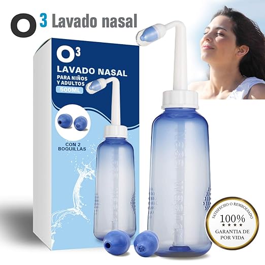 O³ Lavado Nasal 500 ml Con 2 Boquillas Para Bebes Y Adultos Para