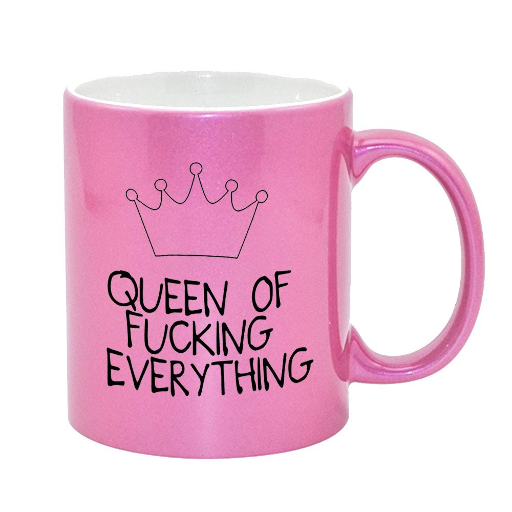Funny Novelty Tea & Coffee Pink Queen of Everything Mug for Women Her