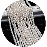 3-4mm Natural Pearl Beads Small Rice Shape White Cultured Freshwater Pearl Loose Beads for Jewelry Making Necklace DIY Craft