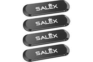 SALEX Flat Magnetic Phone Mounts 4 Pack. Black Cell Phone Holder for Car Dashboard, Wall, Truck. Universal Stick on iPad Wall