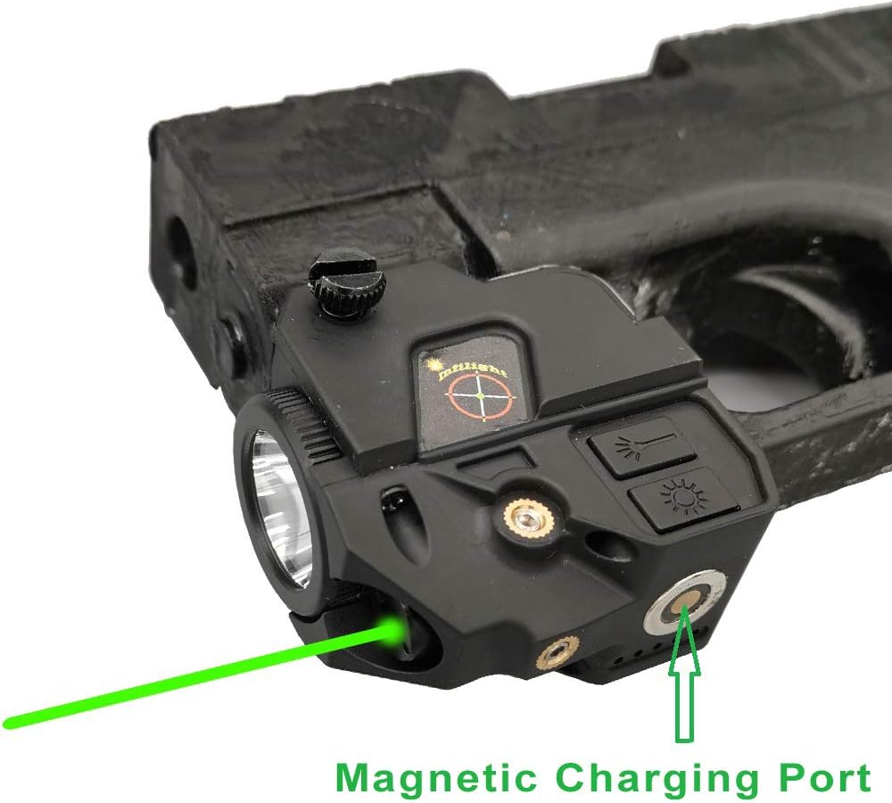 Infilight Green Laser Sight, Compact Green Laser Dot Sight Scope Adjustable Low Profile Picatinny Rail Mount Laser Sight with Rechargeable Battery Pistols & Handguns Less Than 5mw
