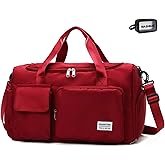 Small Gym Bag for Women, Travel Duffle Bag Carry On Weekender Bag with Shoe Compartment
