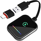 Mievlyo Wireless CarPlay Adapter for iPhone, 2 in 1 Carplay and Android Auto Adapter Converts Factory Wired to Wireless, USB-A/C Plug and Play Fast Response for iOS 10+/Android 11+