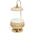 Otantik Home Jiwar Chafer with Porcelain Bowl, Stainless Steel Base, Water Bowl for Even Heat, Glass Lid with Hanger, Powered Buffet Warmer for Catering (Ivory & Gold, 4 Liters)
