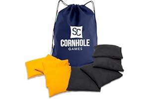 SC Cornhole Games Weather Resistant Cornhole Bags (Set of 8) - Professional Regulation Size/Weight (16 oz) - Use on Pro Corn 