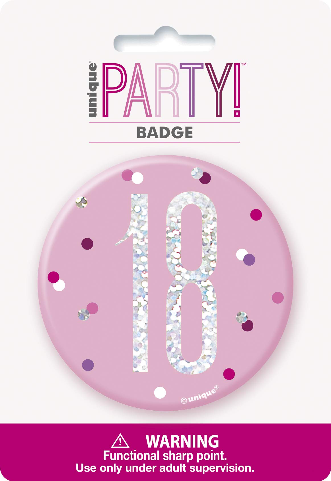 Number "18" Birthday Badge | Pink | 1 Pc.