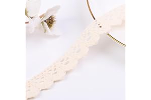 DYSHIPEN 30 Yards Lace Ribbon 0.7 Inch Wide Multi-Colored Lace Edge Trim for Sewing, Crochet, Costume, Jewelry and More (Beige)
