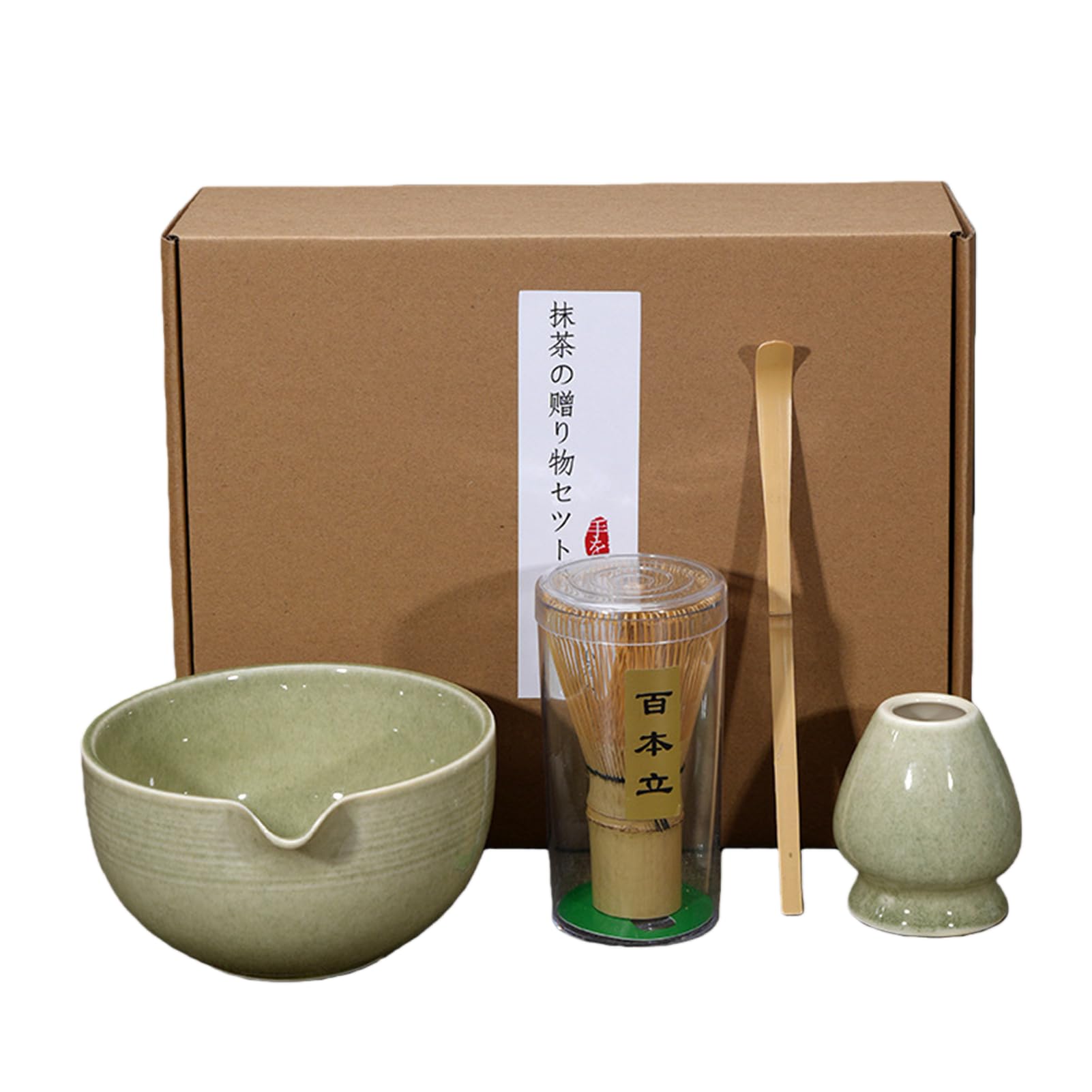 4 PCS Matcha Whisk Set, Green Matcha Set Whisk and Bowl, Japanese Matcha Tea Kit Perfect for Matcha Lovers Matcha Tea Set Matcha Powder Kit