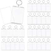30 Pcs Acrylic Photo Frame Keychain Clear Rectangle Keychain Blanks Picture Insert Keychains with Split Ring for Men Women - 2 x 3inch