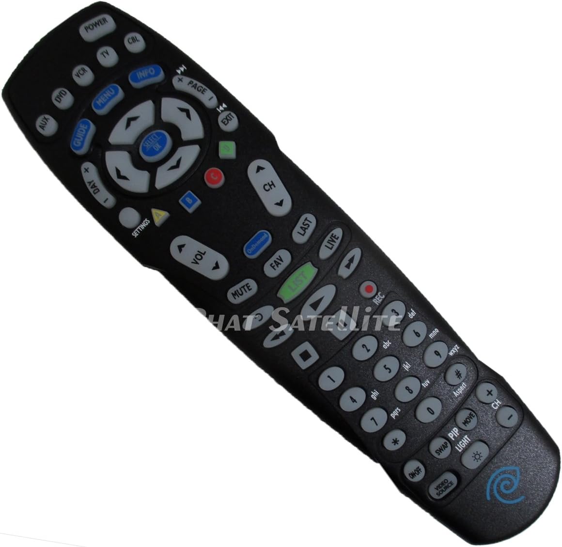 TWC Phillips RC122 Time Warner Cable Motorola Box 5 Devices Universal Remote Control Blue Logo