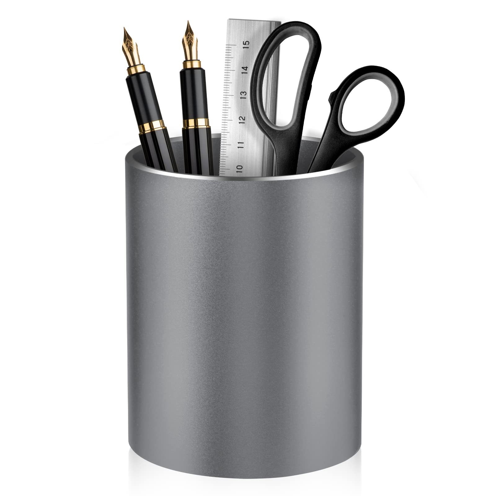 Dopaka Pen Holder for Desk, Pen Pot for Desk,Organizer for Desk Metal Pencil Holder Pen Cup and Storage Box for Office, School, Home, and Kids Non-slip silicone bottom 3.93 * 3.14inch (Grey)