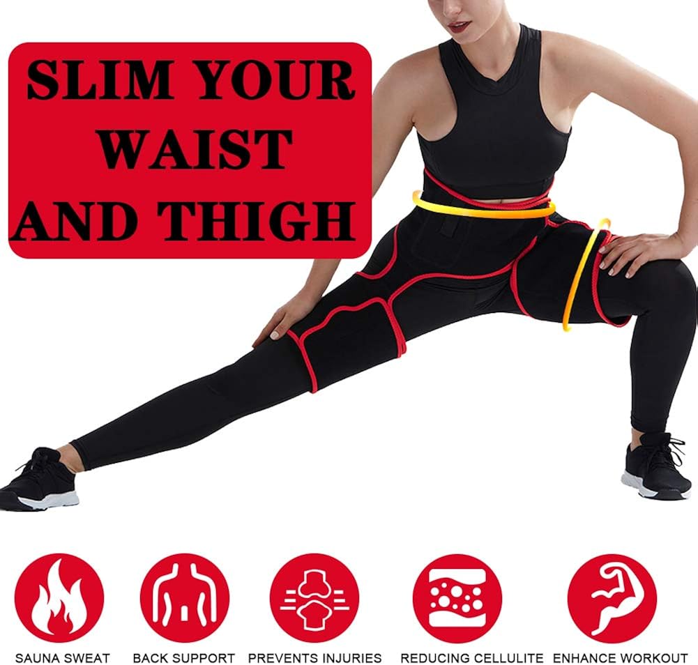 Siamese Girdle and Thigh Shaper Increase Sweating Leg Shapers and Waist Cincher for Women Shapewear Plus Size Red 3XL: Clothing