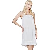 BEAUTELICATE 100% Cotton Full Slip Petticoat 1920s Vintage Dress Skirt Extender with Alencon Lace