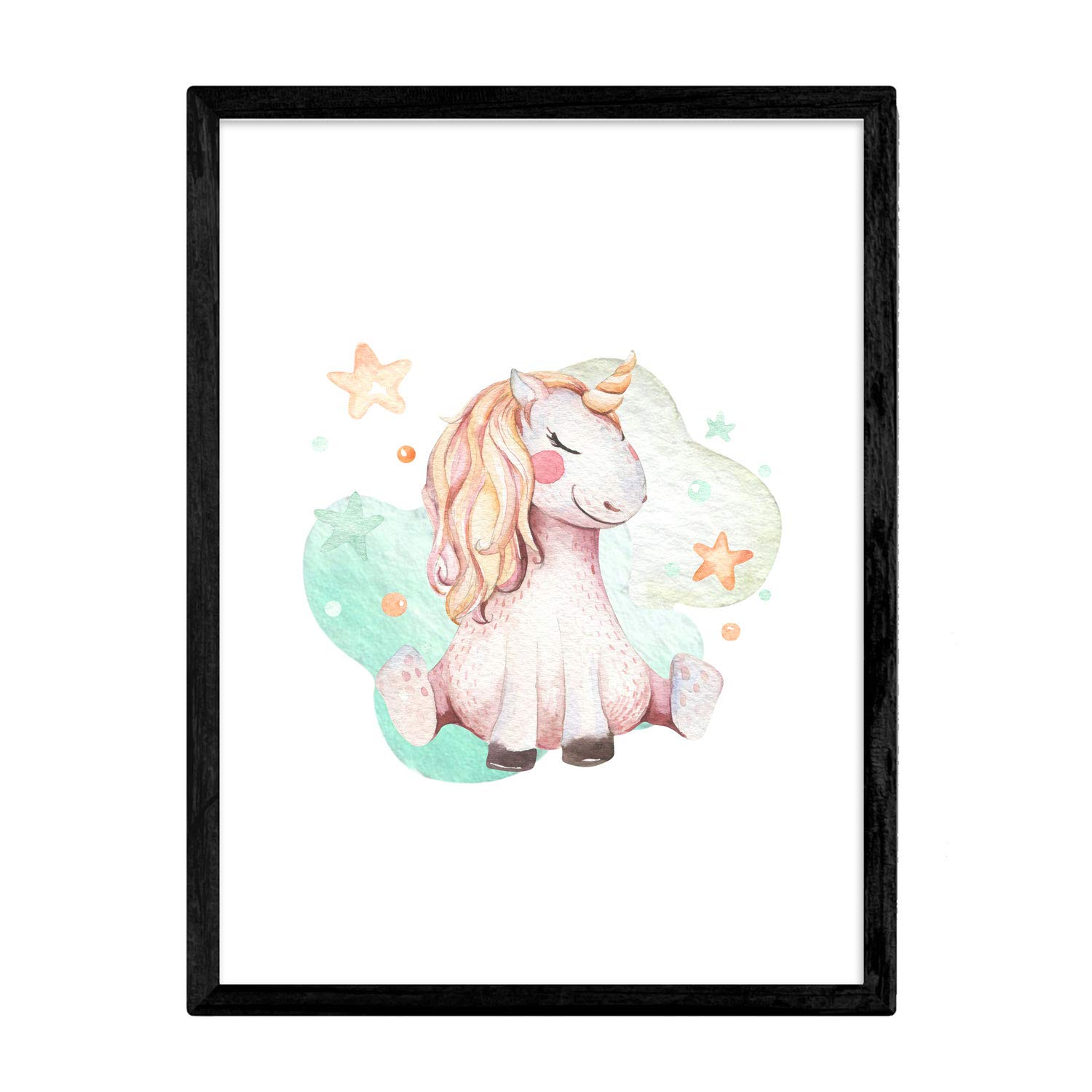Nacnic Poster with illustration of animal. Sheet with children's animal pictures. unicorn sitting. A4 unframed